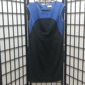 Calvin Klein black and blue sleeveless career dress size 10